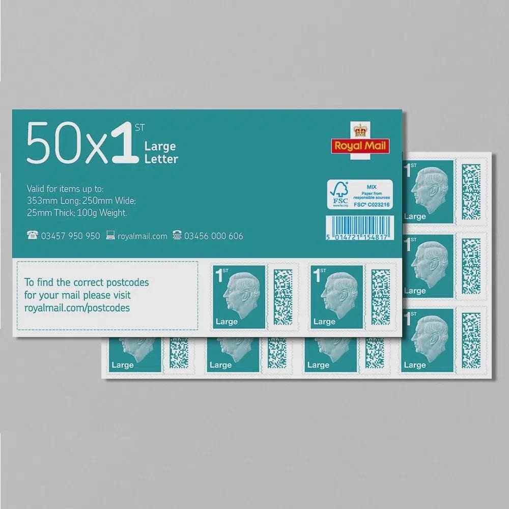 50 x 1st Class Large Letter Stamp Sheet